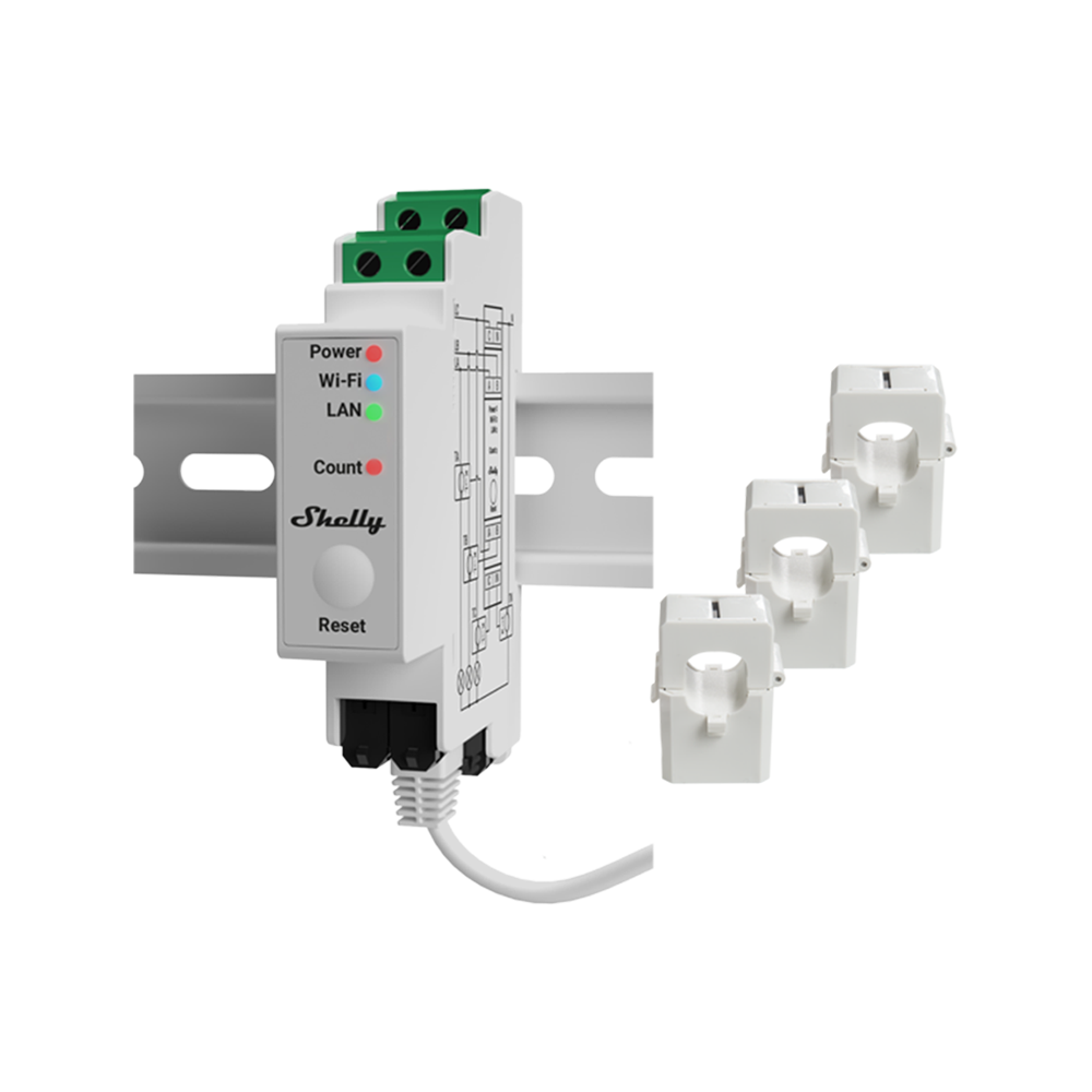 Shelly Medidor Trifásico 120A WiFi - Shelly Pro 3EM V2