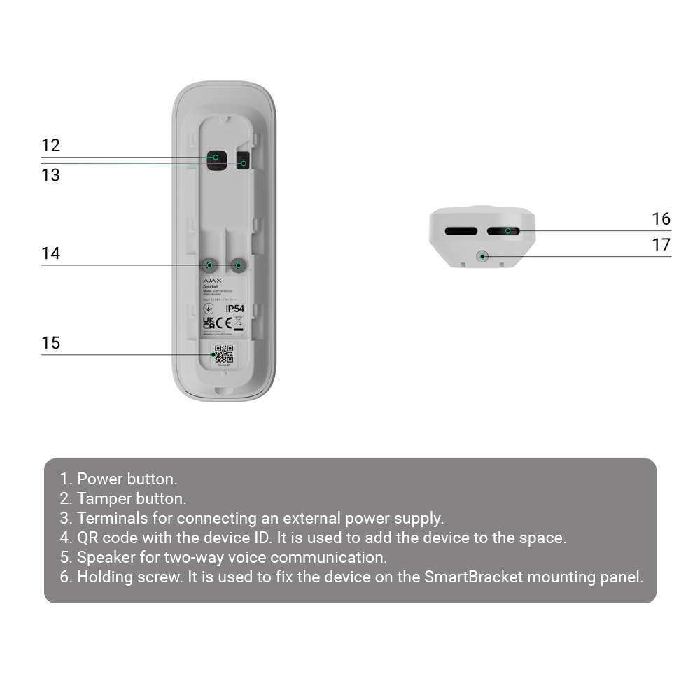 Ajax Doorbell 4-GRE - Sonnette vidéo 4MP WiFi Gris - image 4