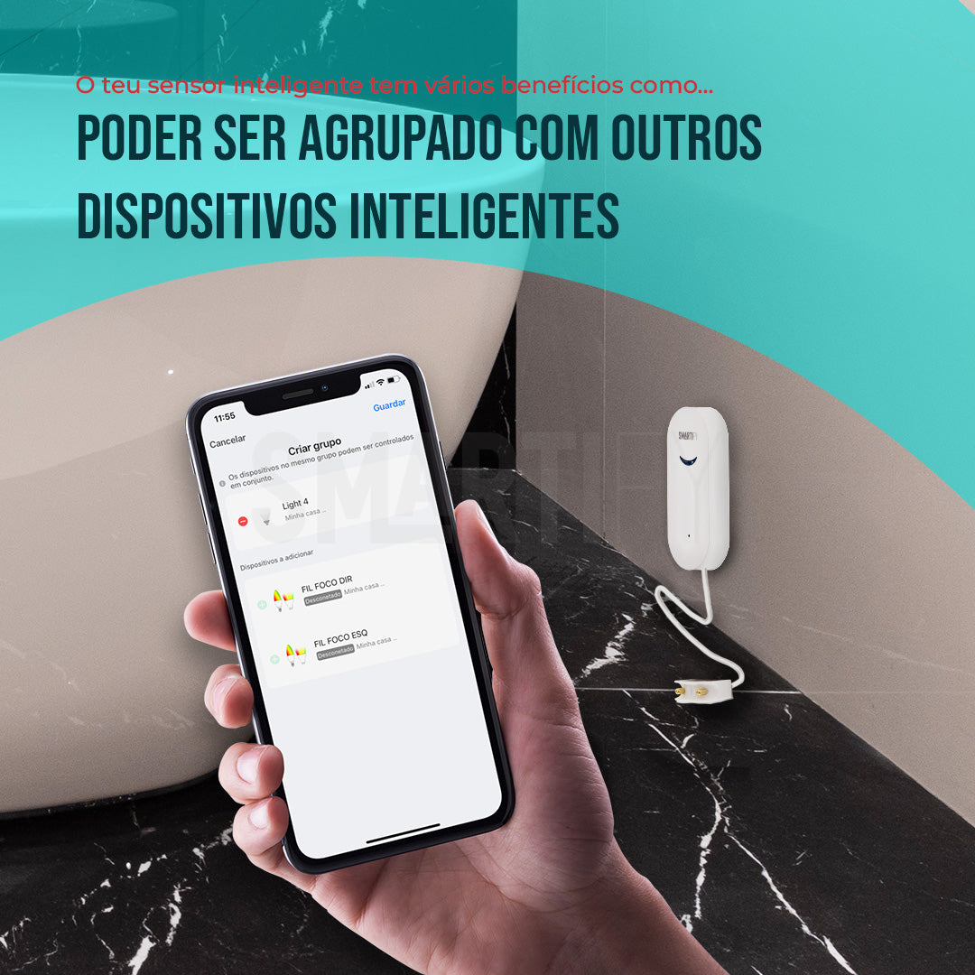 Sensor Inteligente de Inundação WiFi Smartify - Smartify - Casa Inteligente - Smart Home - Domotica - Casas Inteligentes