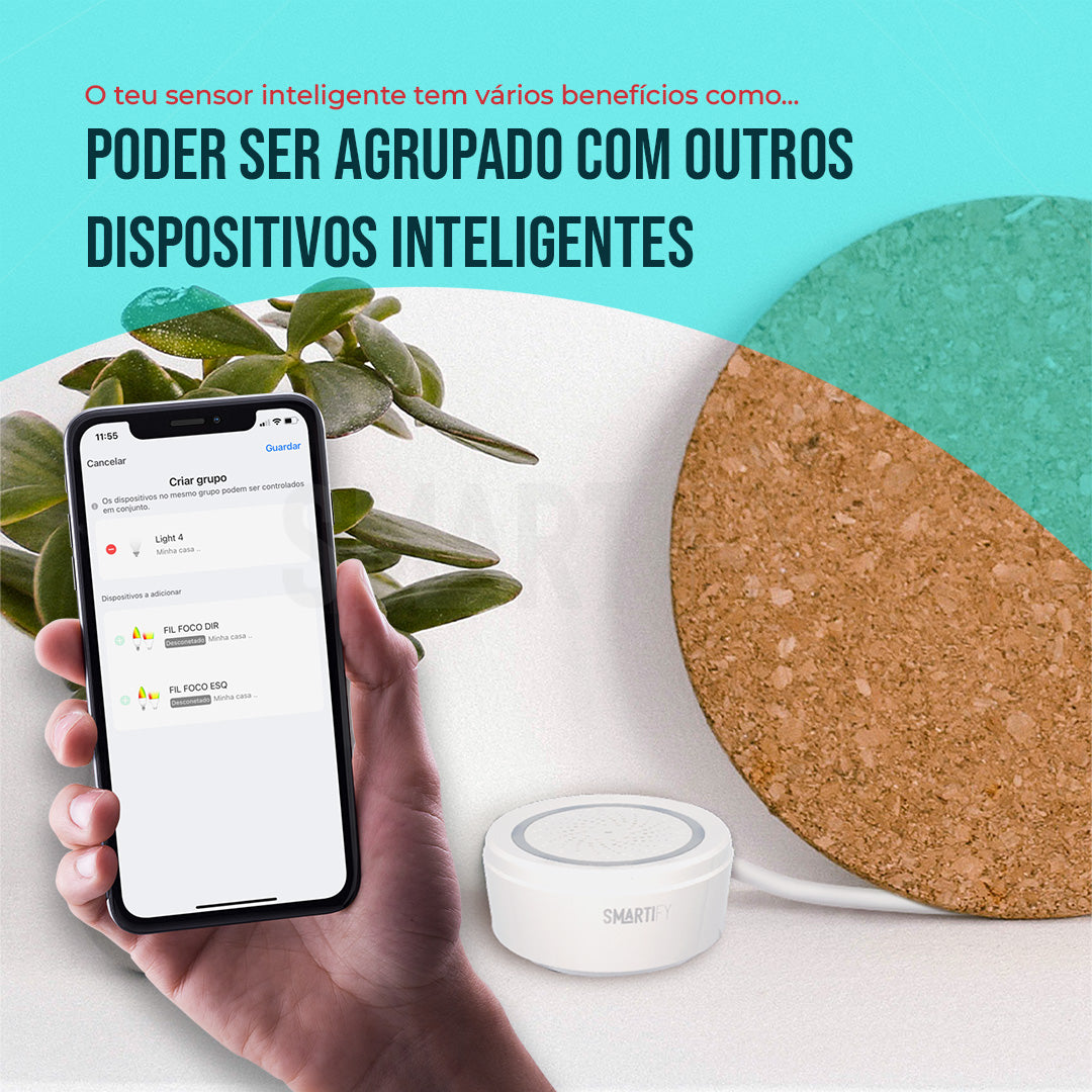 Sensor Inteligente de Temperatura e Humidade c/ Sirene WiFi Smartify - Smartify - Casa Inteligente - Smart Home - Domotica - Casas Inteligentes