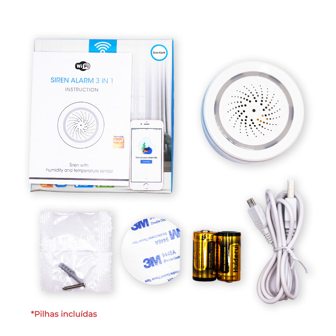 Sensor Inteligente de Temperatura e Humidade c/ Sirene WiFi Smartify - Smartify - Casa Inteligente - Smart Home - Domotica - Casas Inteligentes