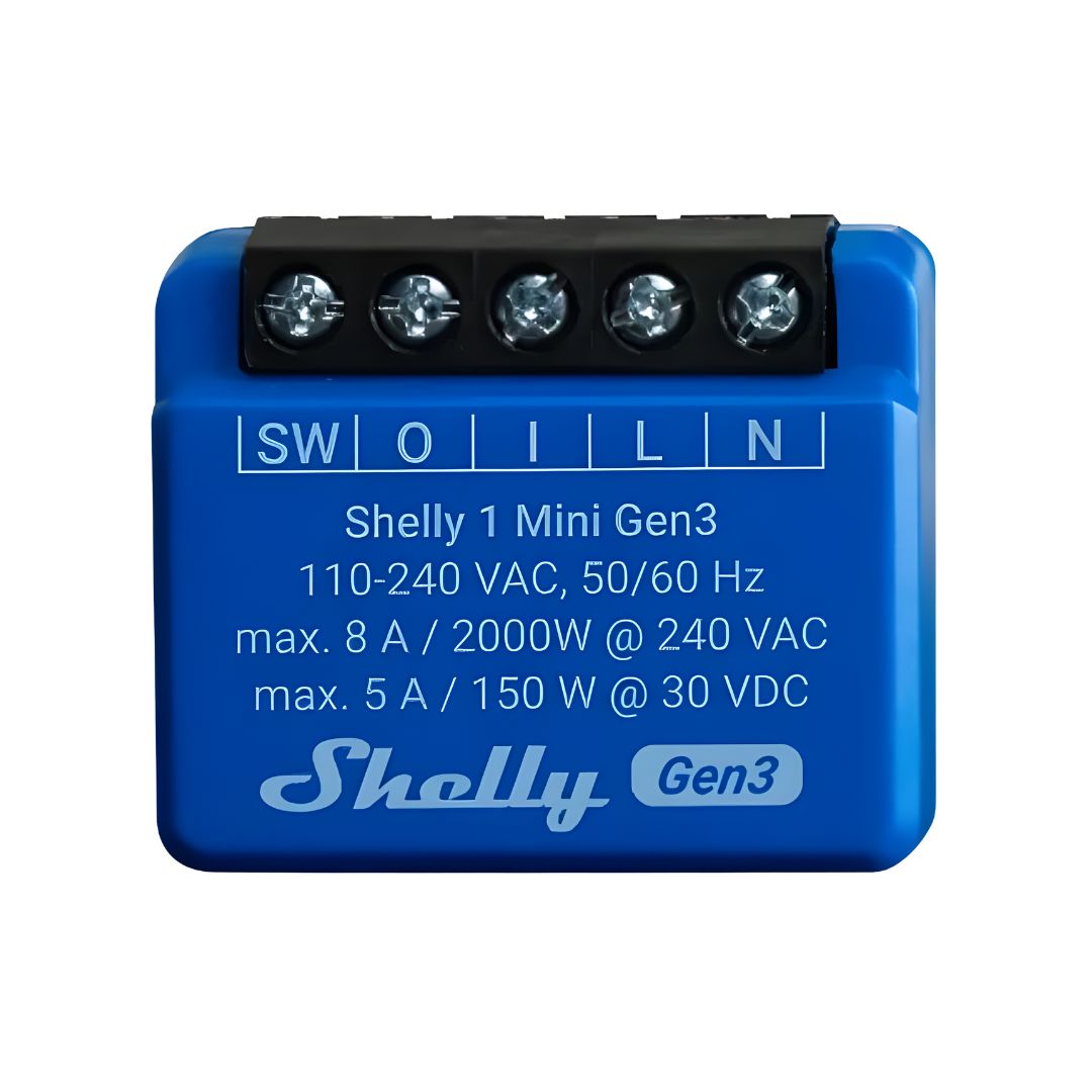 Shelly 1 Mini Gen3 - Modulo per Interruttore 1 pulsante o Porta del Garage 8A WiFi/BT