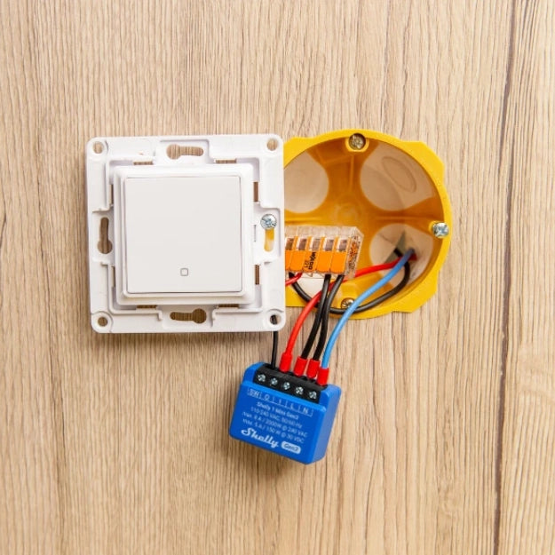 Shelly 1 Mini Gen3 - Módulo para Interruptor 1 botão ou Portão de Garagem 8A WiFi/BT