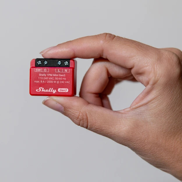 Shelly 1PM Mini Gen3 - Modulo per Interruttore a 1 Pulsante con Monitoraggio Energetico WiFi/BT