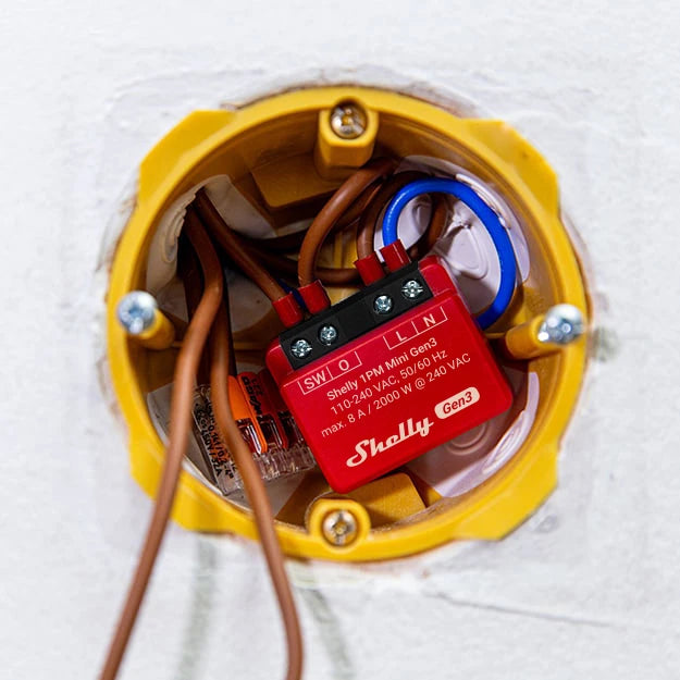 Shelly 1PM Mini Gen3 - Módulo para Interruptor de 1 botón con Monitorización de Energía WiFi/BT