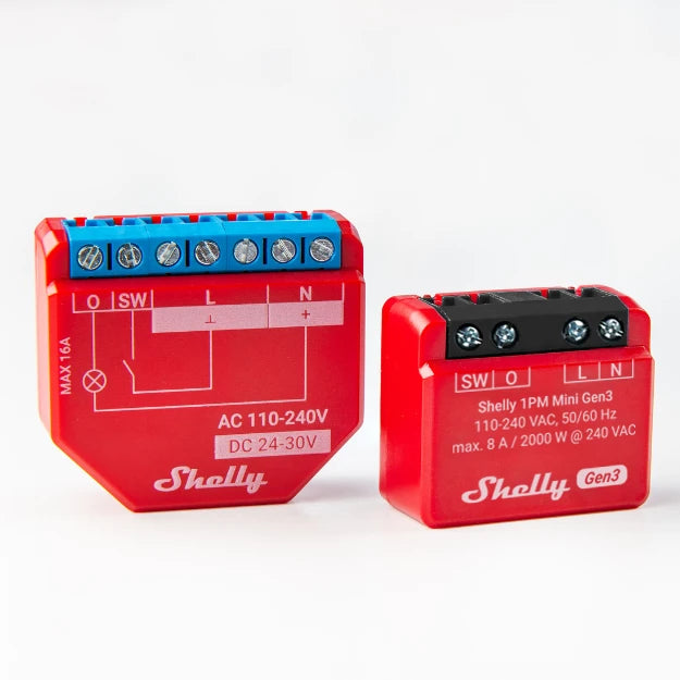 Shelly 1PM Mini Gen3 - Módulo para Interruptor de 1 botón con Monitorización de Energía WiFi/BT