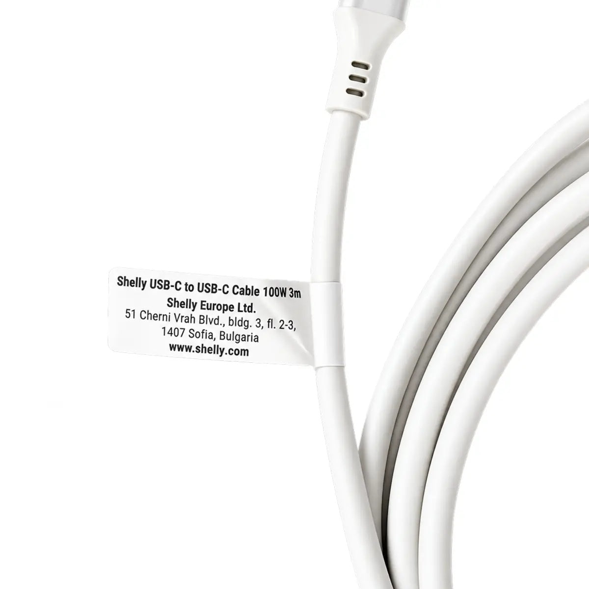 Shelly Cable - Cabo USB-C PD 100W 480Mbps Branco 3m - vista 3