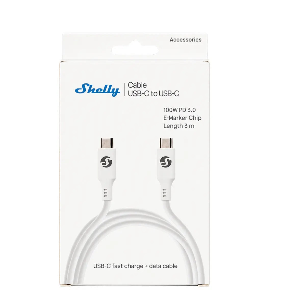Shelly Cable - Cabo USB-C PD 100W 480Mbps Branco 3m - vista 4