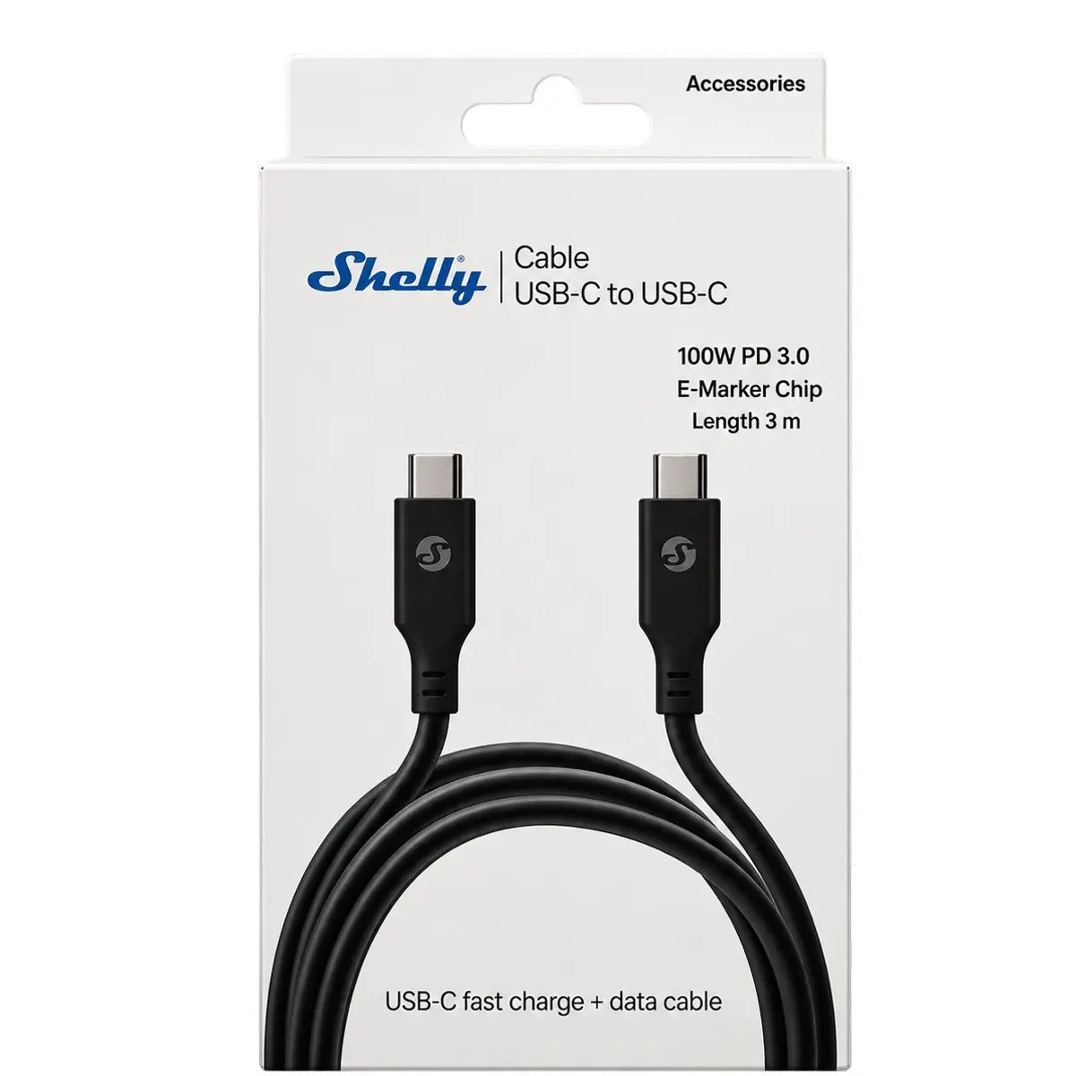 Shelly Cable - Cabo USB-C PD 100W 480Mbps Preto 3m - vista 4