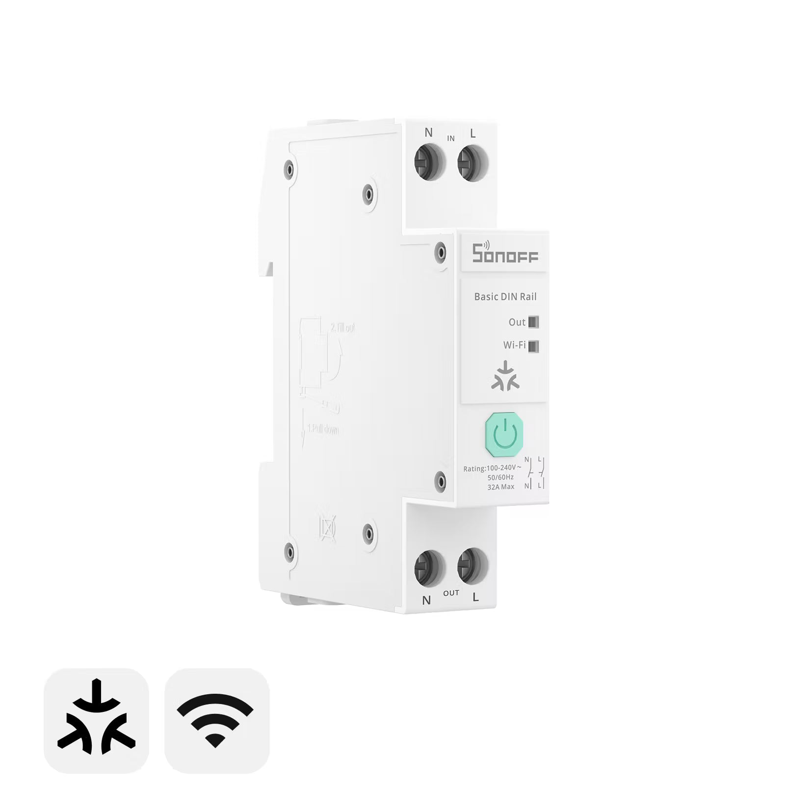 Sonoff BASIC-1GSP interruptor inteligente DIN Matter Wi-Fi 32A