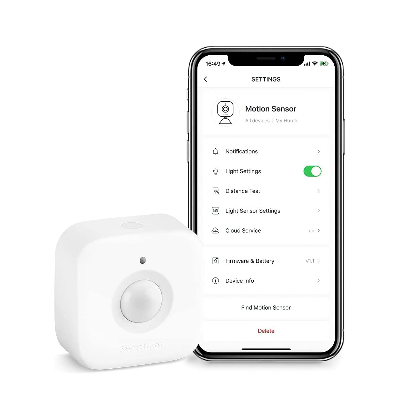 Sensor de movimento SwitchBot fácil de montar e instalar muda as configurações com o teu telemóvel