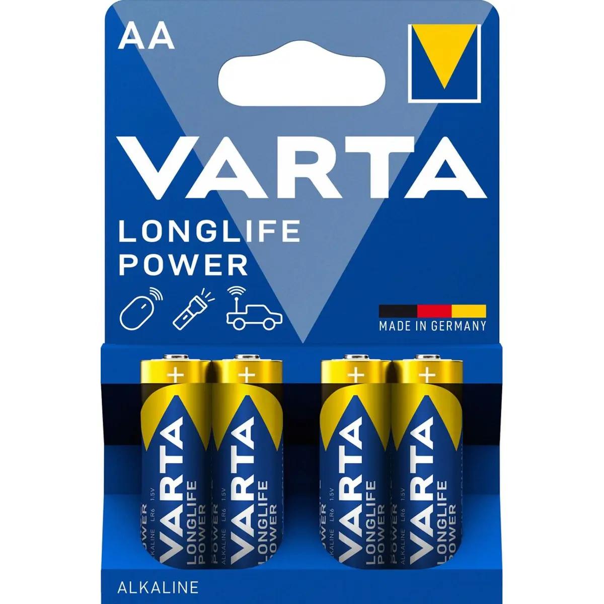 Embalagem de quatro pilhas Varta Longlife Power AA