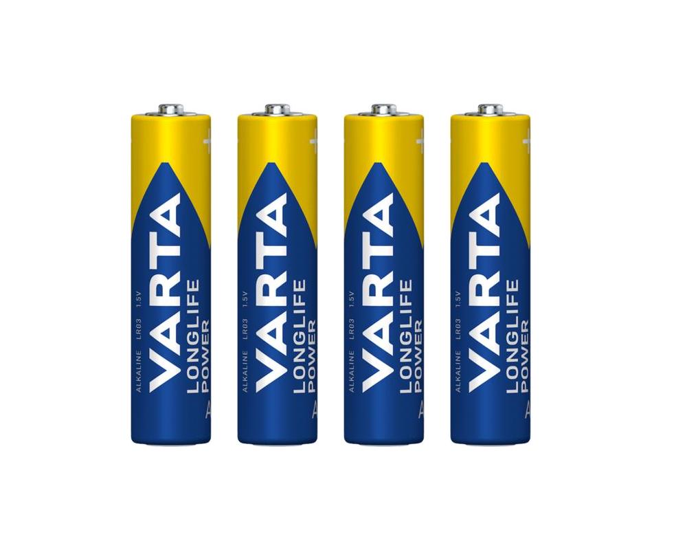Quatro pilhas Varta Longlife Power AAA de 1,5V