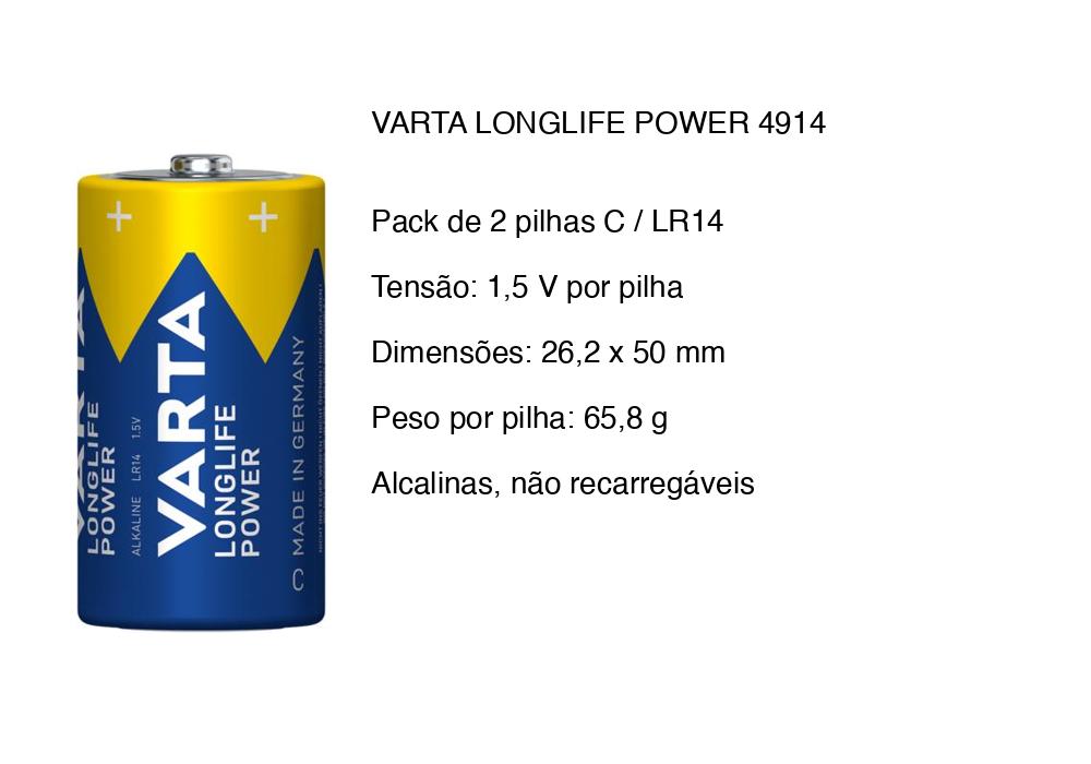 Dimensiones y características de las pilas Varta C
