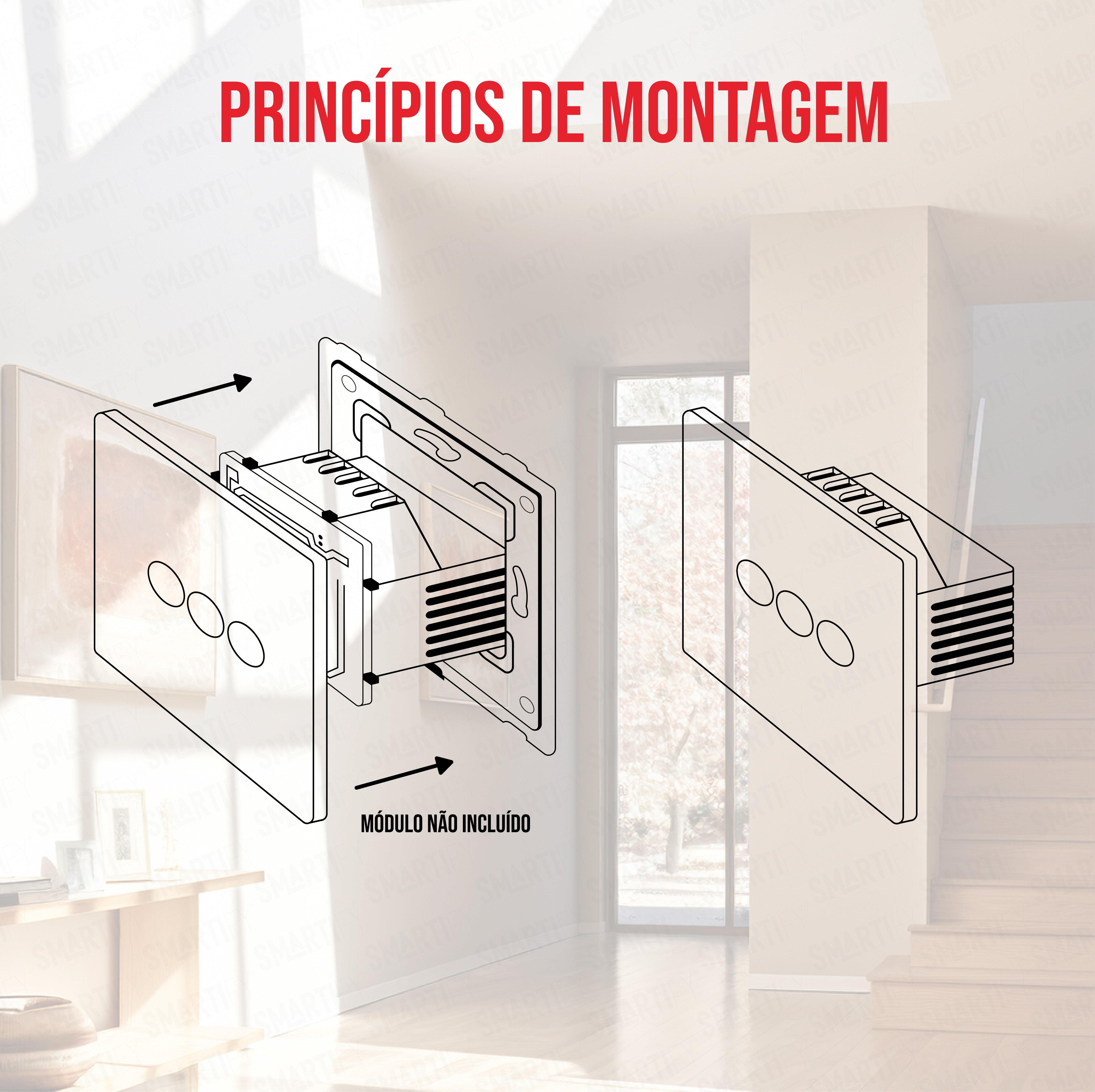 Smartify vPRO Espelho Triplo (Moldura + 2 botões + 3 botões) Branco - SYPE3000203BR