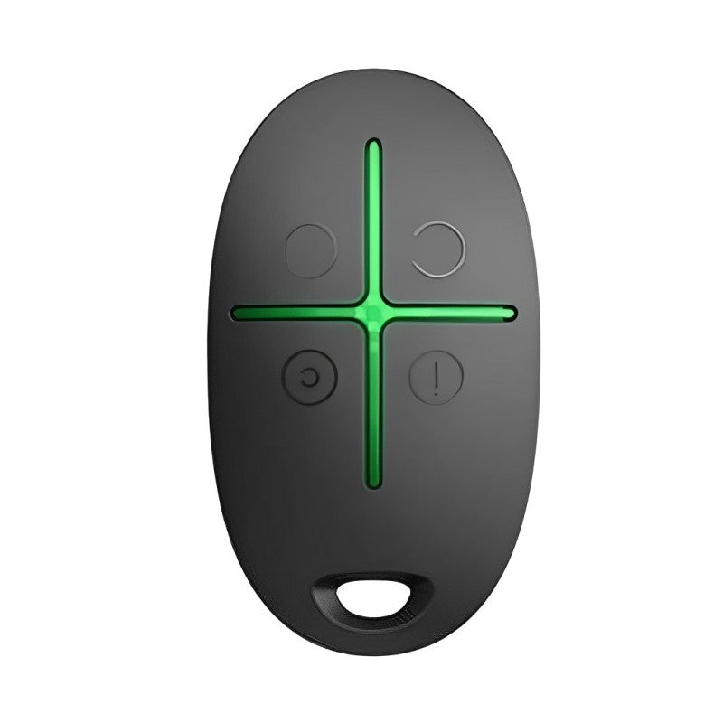 Ajax SPACECONTROL-Preto: Controlo remoto compacto para sistema Ajax. Ativação/desativação fácil e design ergonómico. Ideal para gestão rápida do alarme.