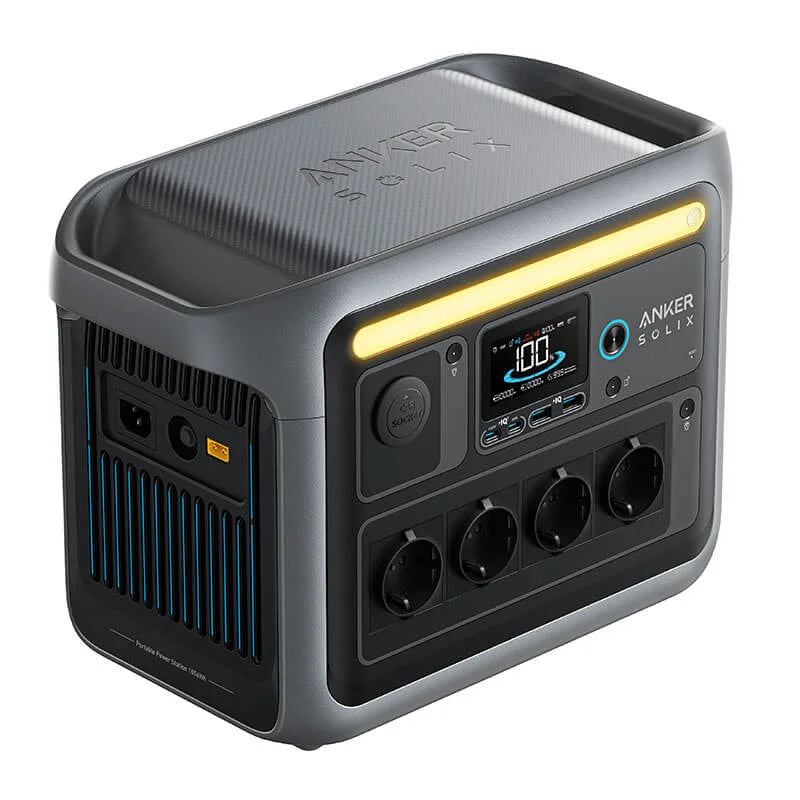 O Anker C1000 é um Acumulador de energia inteligente portátil, com um design simples, compacto e resistente a quedas, equipado com a nova tecnologia de baterias LiFePO4 que oferecem mais qualidade e uma vida útil até 6 vezes mais longa.