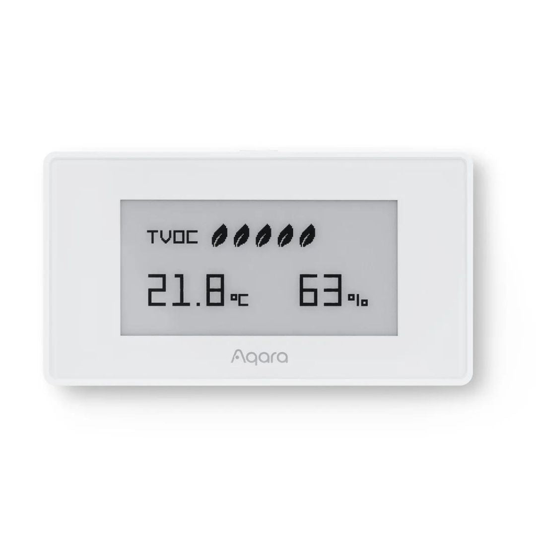 O Aqara TVOC Air Quality Monitor garante ar saudável. Mede VOCs, temperatura e humidade, com ecrã E Ink e integração inteligente Zigbee 3.0.