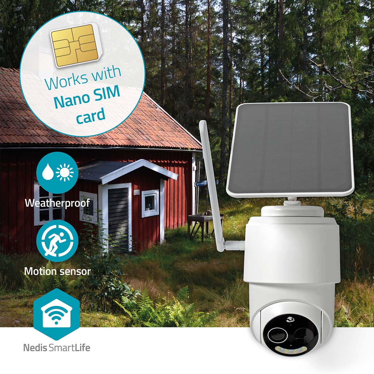 Nedis Câmara de exterior Inteligente 4G Full HD 1080p Wifi: Armazenamento em microSD e na nuvem para fácil acesso.