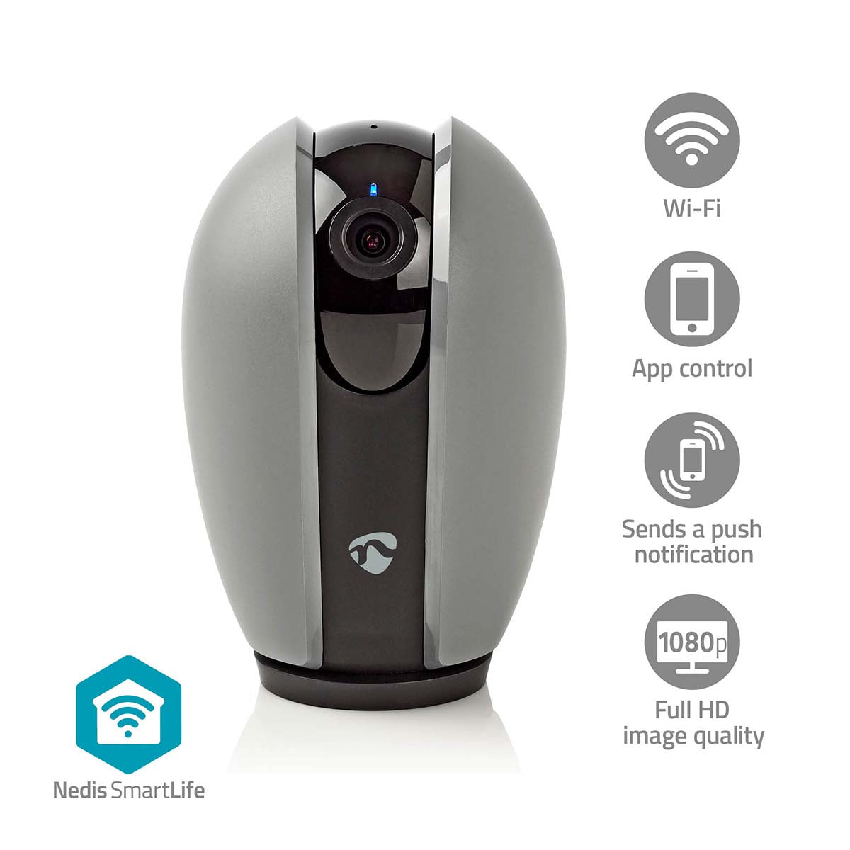 Nedis Câmara de interior Full HD 1080p Wifi: Opções de armazenamento versáteis com cartões micro SD e nuvem.