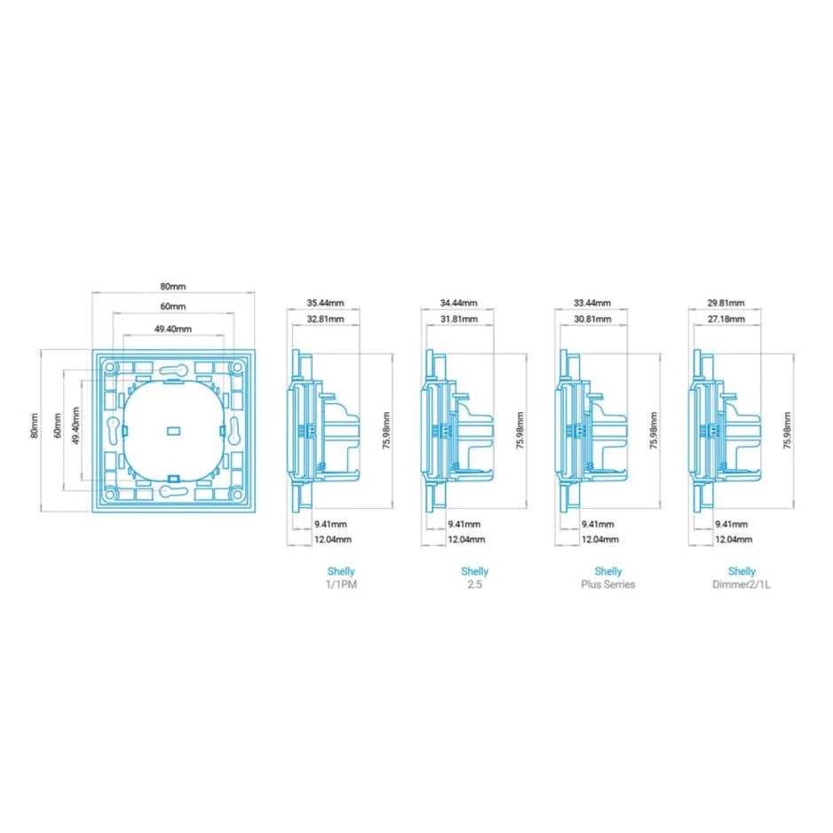 Shelly módulo de parede 2 botões para relé Shelly: Compatível com assistentes de voz e integração em sistemas de automação residencial.