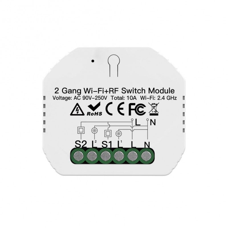 Controle inteligente MOES 2 canais, iluminação via WiFi e RF 433 para maior conveniência e eficiência na sua casa