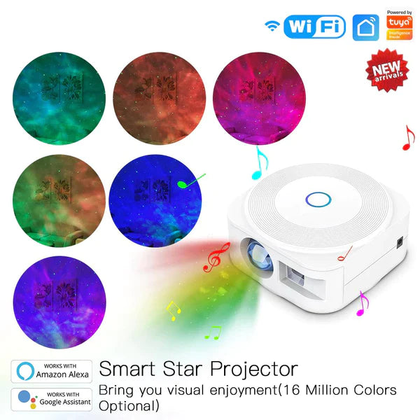 MOES WiFi Smart Star Sky Night Light Projetor quadrado Leitor de música