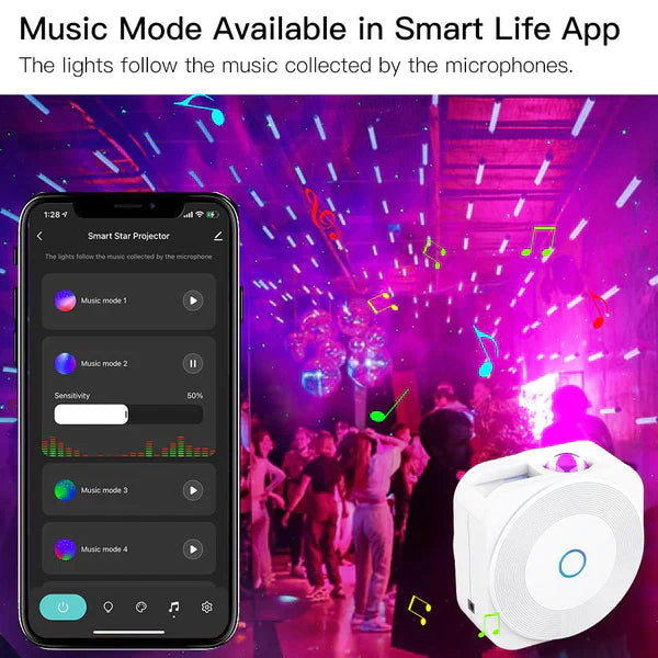 MOES WiFi Smart Star Sky Night Light Projetor quadrado Leitor de música