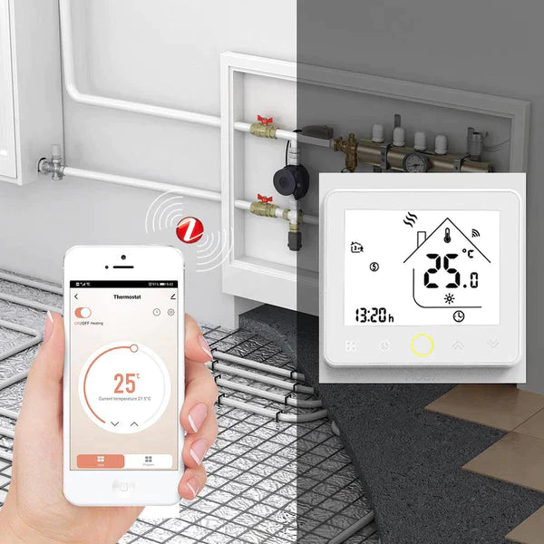 Moes Termóstato Controlador para Piso Radiante Elétrico Preto ZigBee: Integração perfeita com dispositivos ZigBee.
