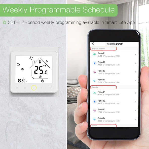 Moes Termóstato Controlador para Piso Radiante Elétrico Preto ZigBee: Controlo por voz com Alexa e Google Assistant.
