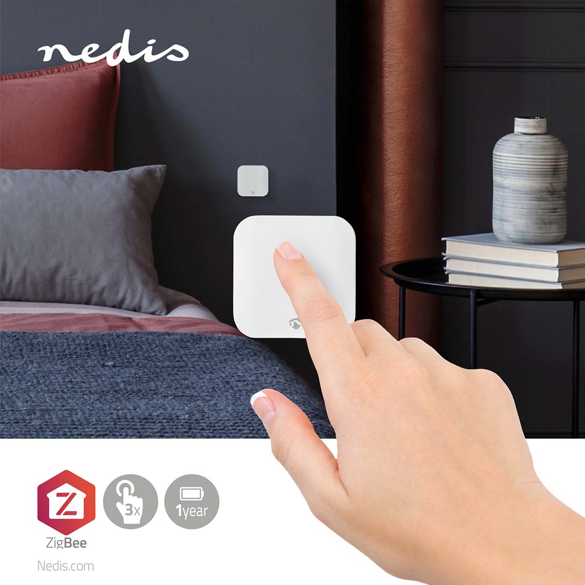 Nedis SmartLife Interruptor Parede Inteligente Wall Switch Zigbee 3.0 bateria dura 1 ano