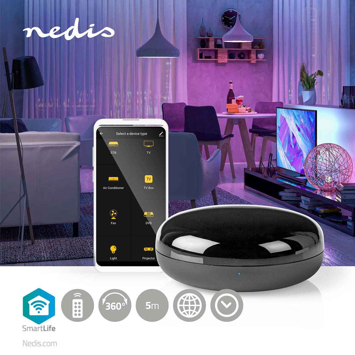 Nedis Comando Universal IR wifi: Versatilidade em aparelhos domésticos.