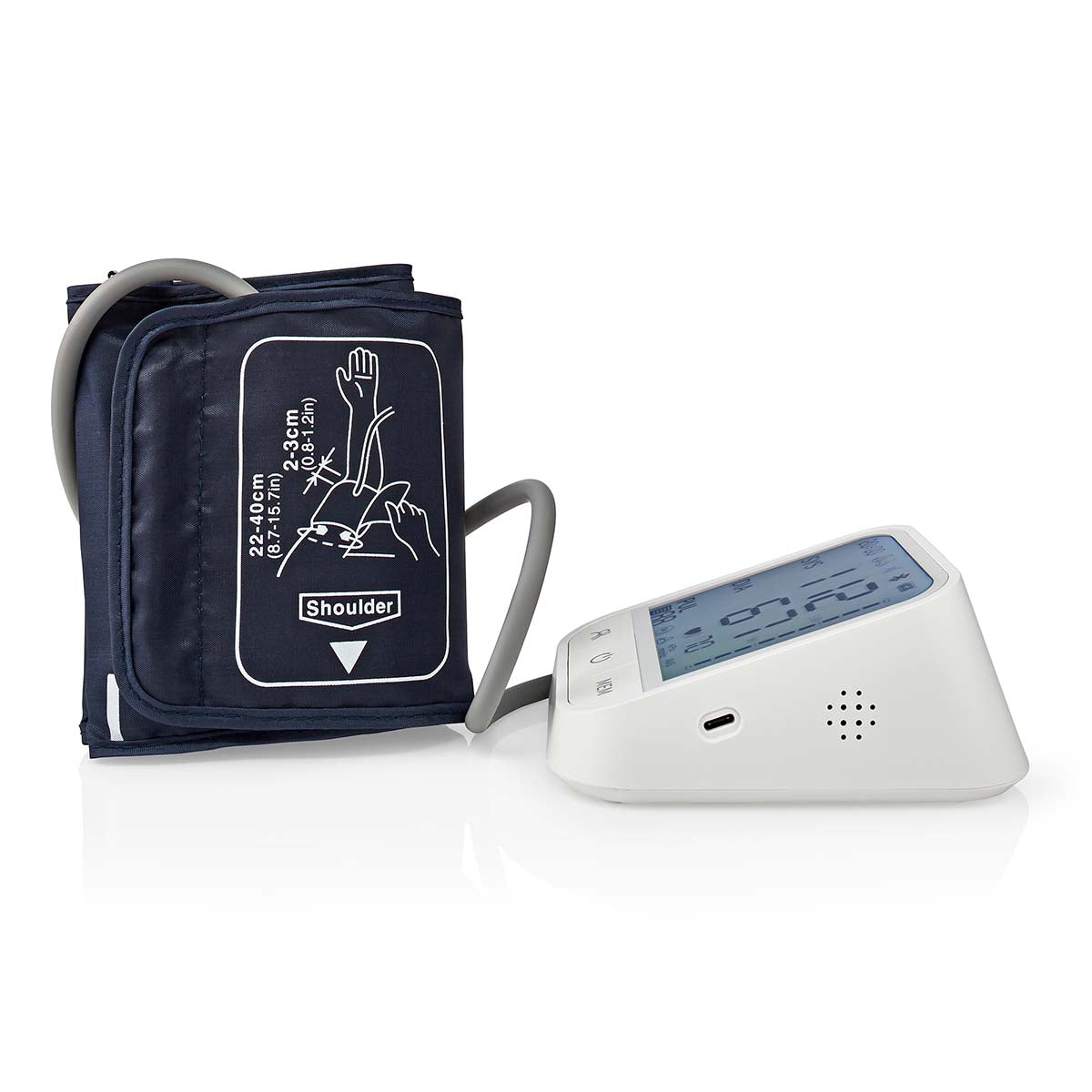 Aparelho de medição da tensão arterial Nedis SmartLife Braço | Bluetooth | Ecrã LCD | 22 - 42 cm | Deteção de uso da braçadeira / Deteção de batimentos cardíacos irregulares / Indicação de manter-se imóvel | Branco
