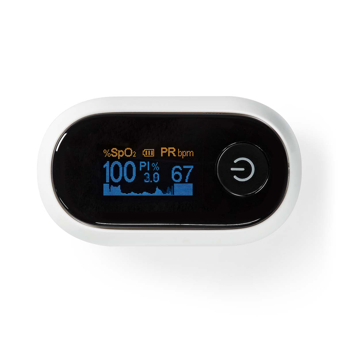 Nedis SmartLife Pulse Oximeter Bluetooth | OLED Display | Anti-movement interference / Auditory alarm / High precision sensor / Oxygen saturation (SpO2) / Perfusion index (PI) / Pulse rate (PR) | White