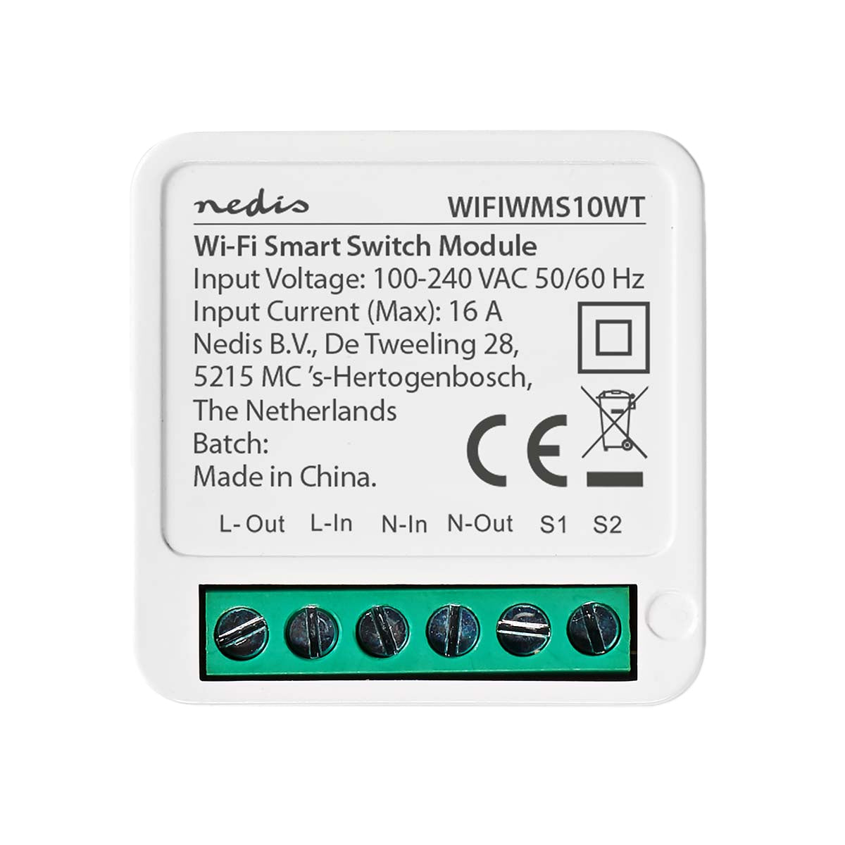 Nedis comutador wifi WIFIWMS1WT módulo wifi para tornar qualquer luz inteligente vista de frente