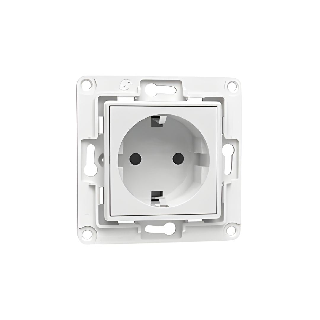 Conheça a tomada Shelly Wall Socket, um dispositivo da Shelly, compatível com qualquer caixa de tomada de parede. Ao ser integrada à linha Shelly Wall, dá à tua casa um design interior elegante e único.