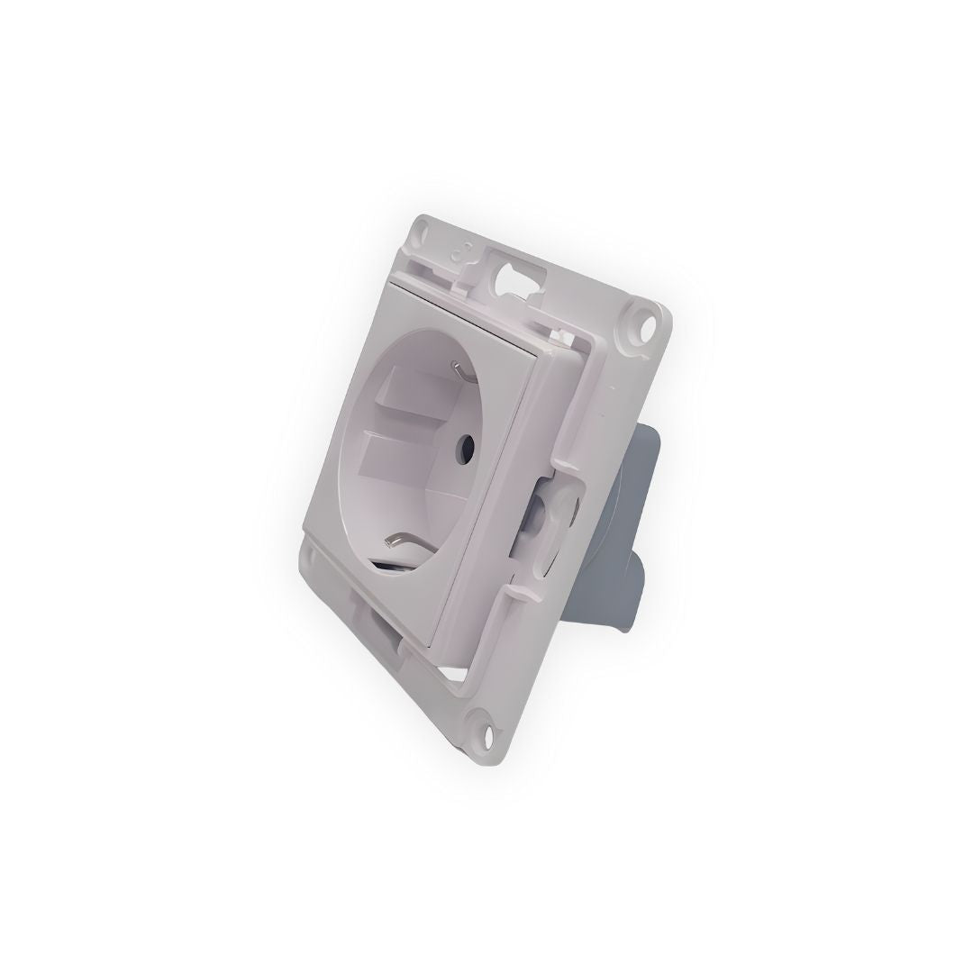 Conheça a tomada Shelly Wall Socket, um dispositivo da Shelly, compatível com qualquer caixa de tomada de parede. Ao ser integrada à linha Shelly Wall, dá à tua casa um design interior elegante e único.
