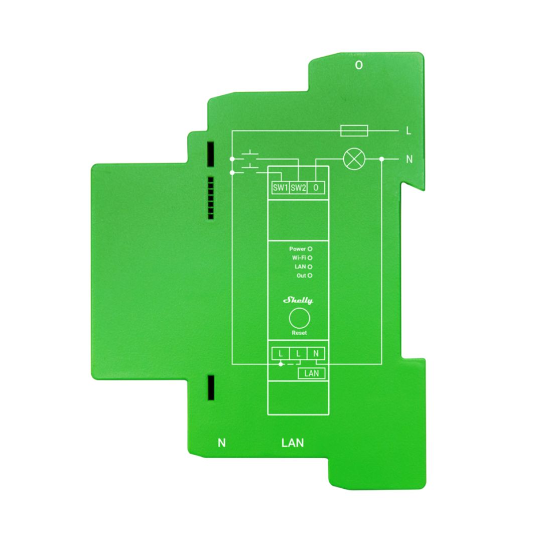 Shelly Pro Dimmer 1PM: Controle remoto e personalizado da iluminação. Montagem em calha DIN. Acesse e ajuste via web ou app. Integração fácil com automação residencial.