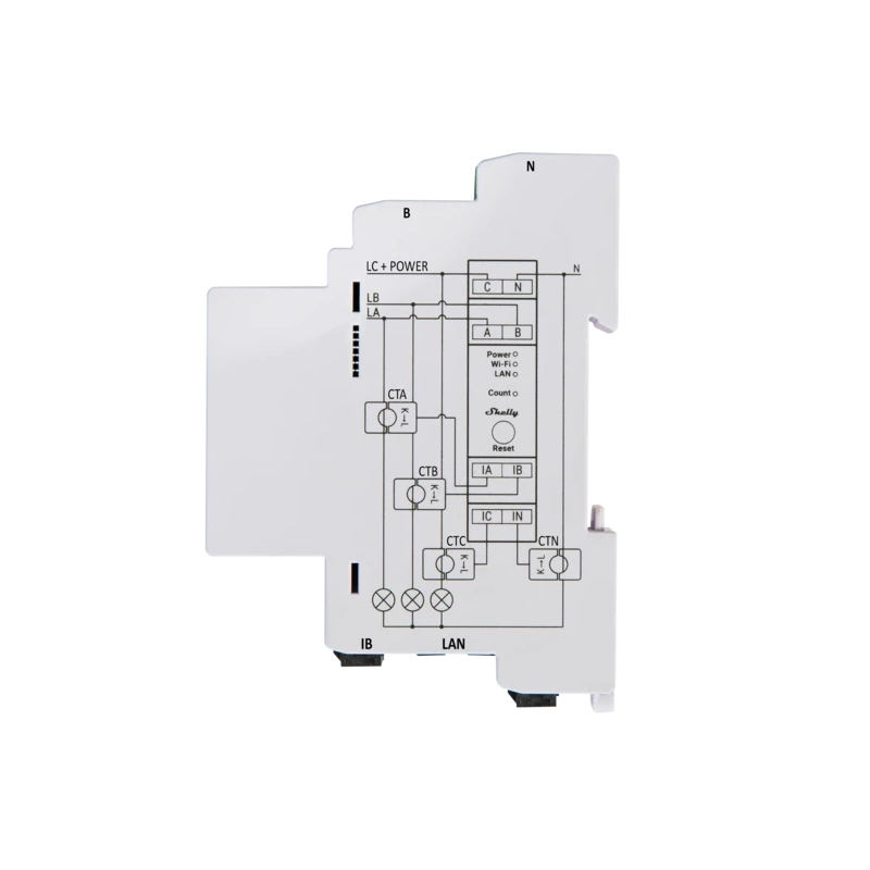 Shelly Pro 3EM-400 Medidor de consumo trifásico Wifi: Alta precisão de medição.