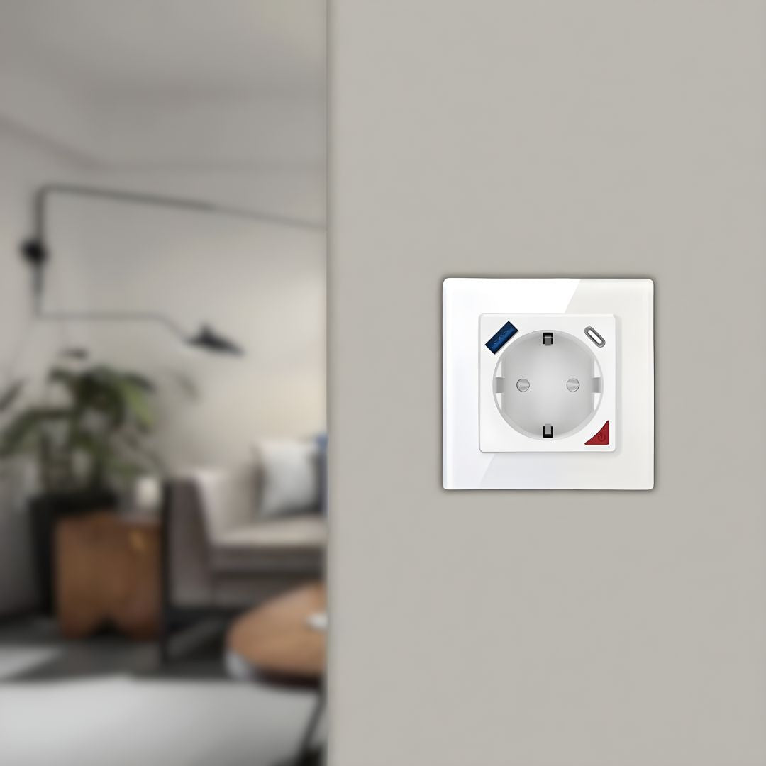 Tomada Inteligente com USB-C e USB-A (Smart socket) com capacidade de 16 Amperes em Branco,