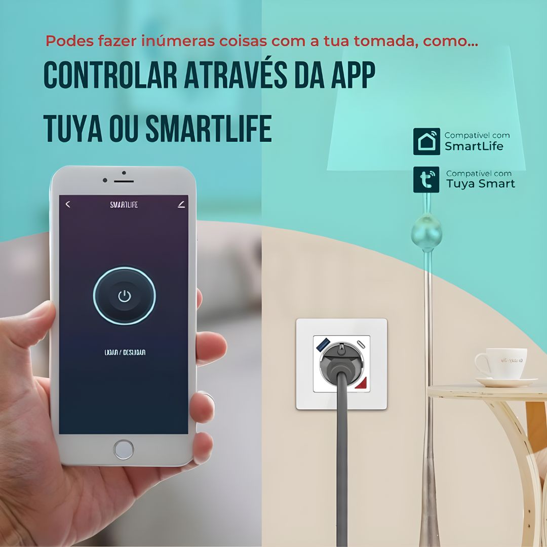 Tomada Inteligente com USB-C e USB-A (Smart socket) com capacidade de 16 Amperes em Branco,