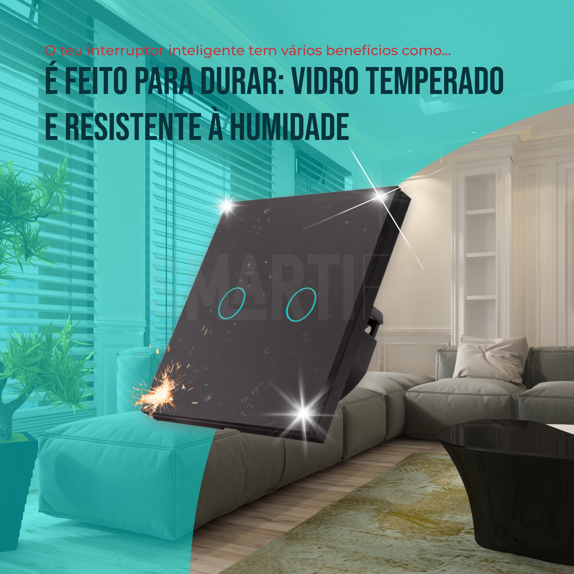 Interruptor Inteligente de Luz WiFi 2 botões Smartify - Preto - Smartify - Casa Inteligente - Smart Home - Domotica - Casas Inteligentes