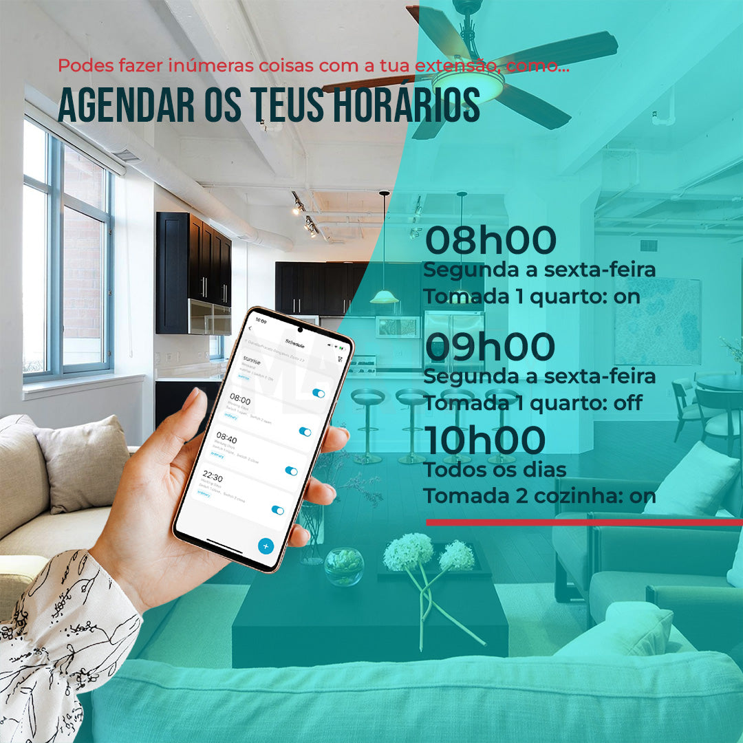 Extensão Inteligente WiFi 4 Tomadas + 4 USB Smartify - Smartify - Casa Inteligente - Smart Home - Domotica - Casas Inteligentes