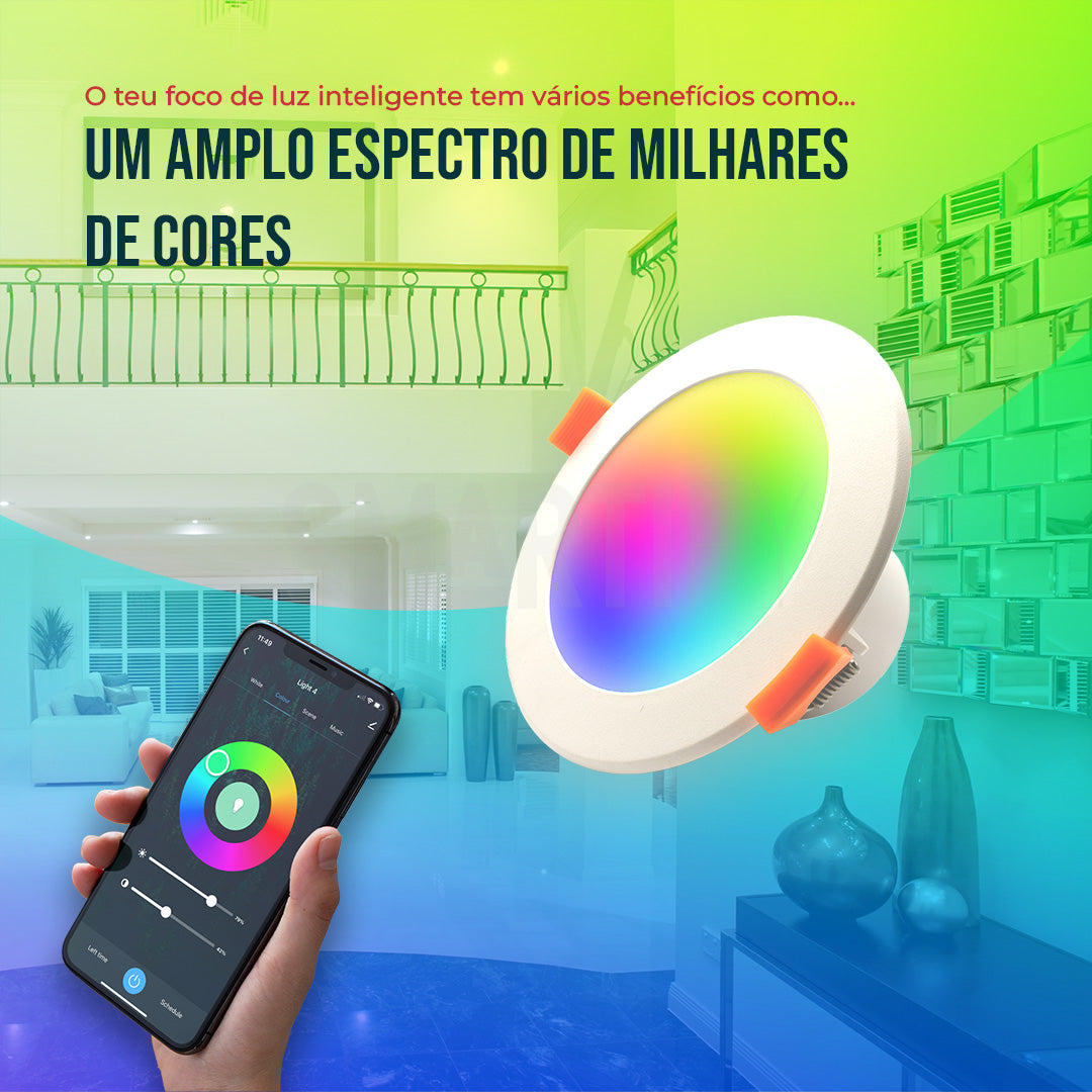 Downlight / Placa / Foco LED Ø115 mm WiFi Inteligente (Cores + Branco) Smartify - Smartify - Casa Inteligente - Smart Home - Domotica - Casas Inteligentes