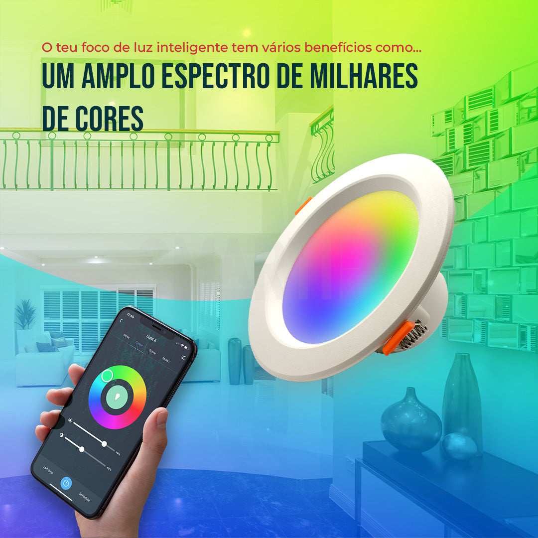 Downlight / Placa / Foco LED Ø145 mm WiFi Inteligente (Cores + Branco) Smartify - Smartify - Casa Inteligente - Smart Home - Domotica - Casas Inteligentes