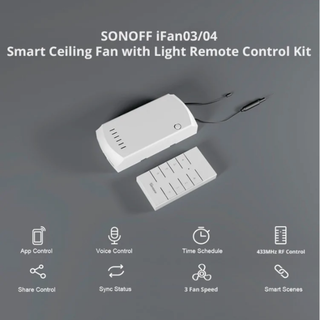 Sonoff iFan04-H - Controlador de ventoinha inteligente com RM433 - Smartify - Casa Inteligente - Smart Home - Domotica - Casas Inteligentes