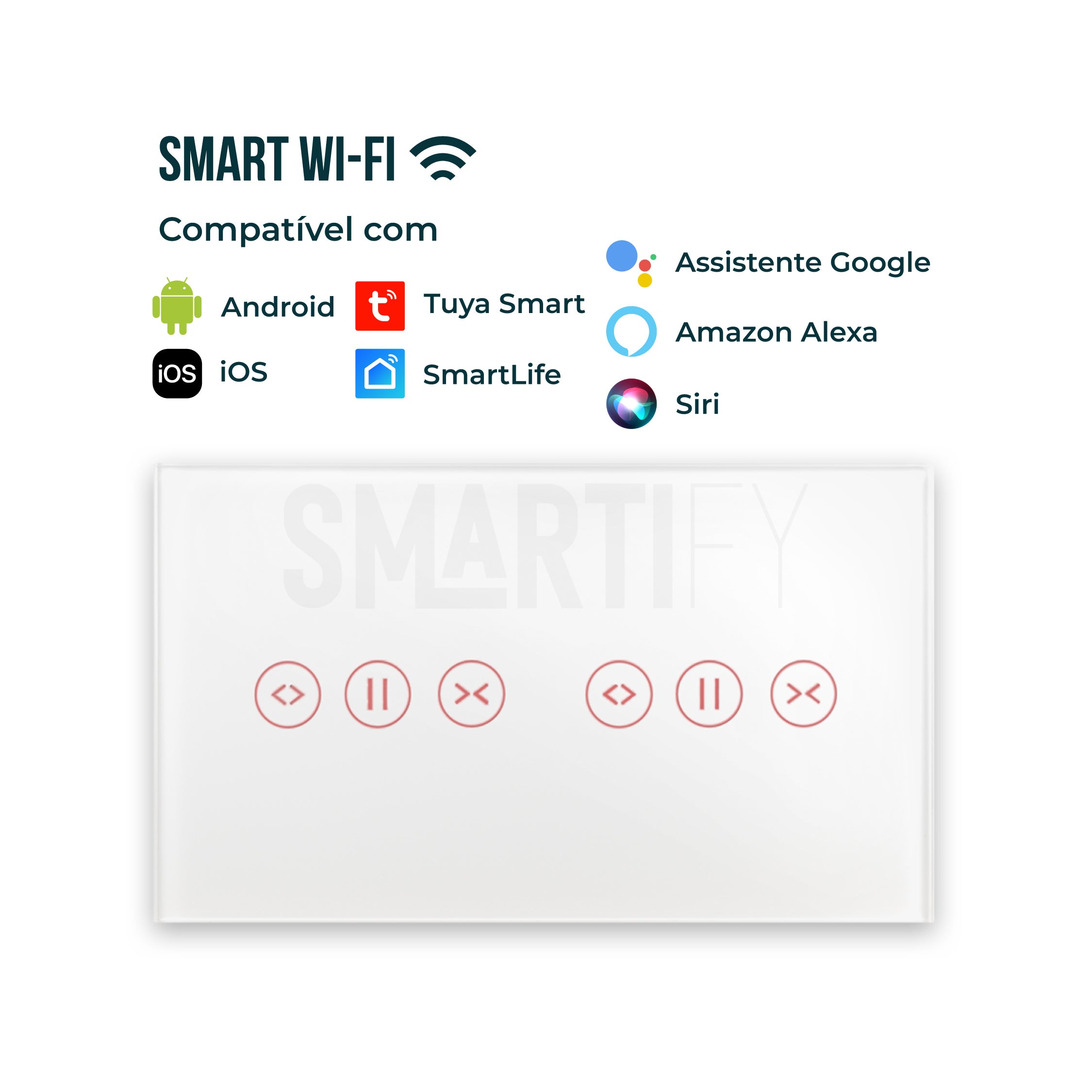 Interruptor de Estores Duplo Inteligente WiFi Smartify - Branco - Smartify - Casa Inteligente - Smart Home - Domotica - Casas Inteligentes