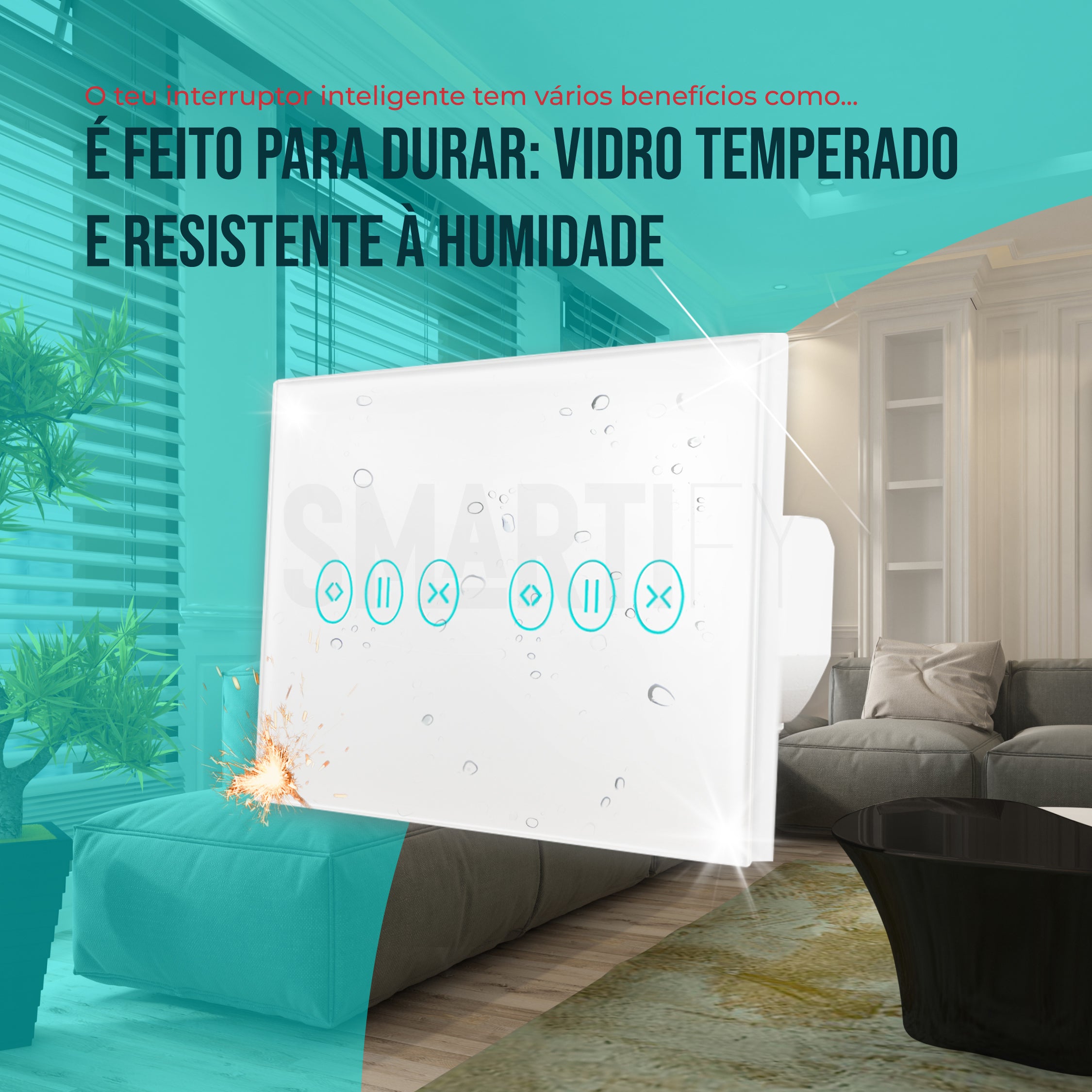 Interruptor de Estores Duplo Inteligente WiFi Smartify - Branco - Smartify - Casa Inteligente - Smart Home - Domotica - Casas Inteligentes