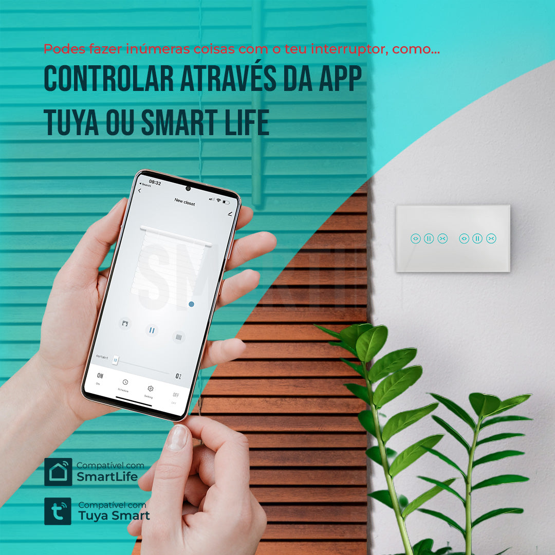Interruptor de Estores Duplo Inteligente WiFi Smartify - Branco - Smartify - Casa Inteligente - Smart Home - Domotica - Casas Inteligentes