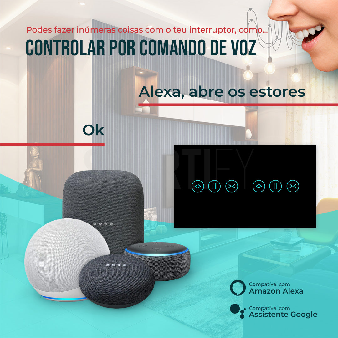 Interruptor de Estores Duplo Inteligente WiFi Smartify - Preto - Smartify - Casa Inteligente - Smart Home - Domotica - Casas Inteligentes